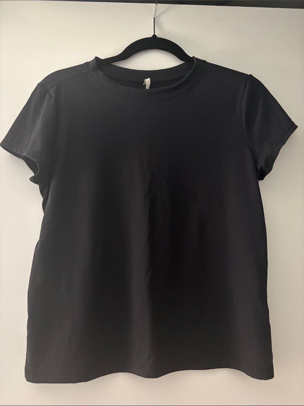 Zella Black Short Sleeve Ribbed Crew Tee